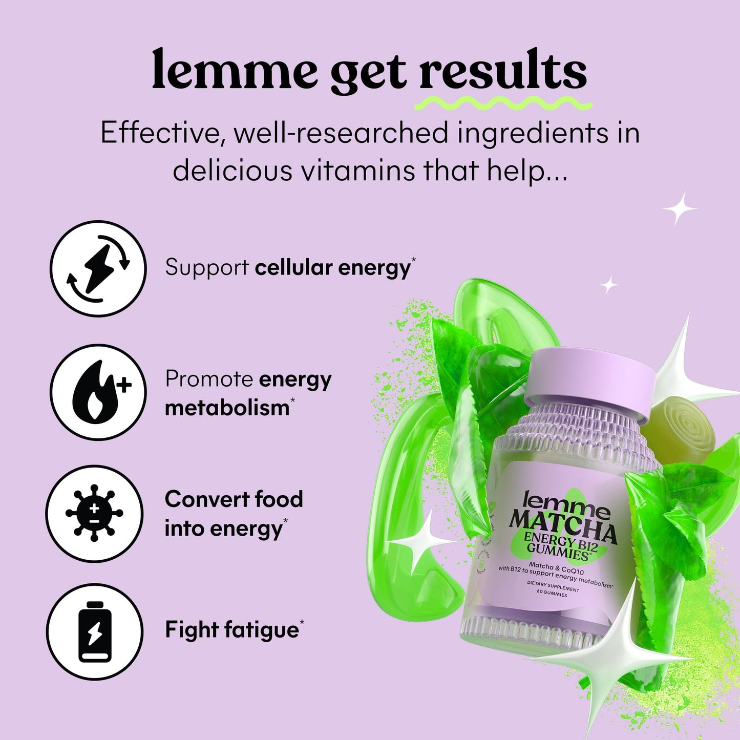 Lemme Burn, Debloat & Matcha Bundle - Metabolism & Fat Burning Capsules + Bloating & Gas Relief Capsules + Energy B12 Gummies - Gluten-Free, Non-GMO - 60 ct. ea