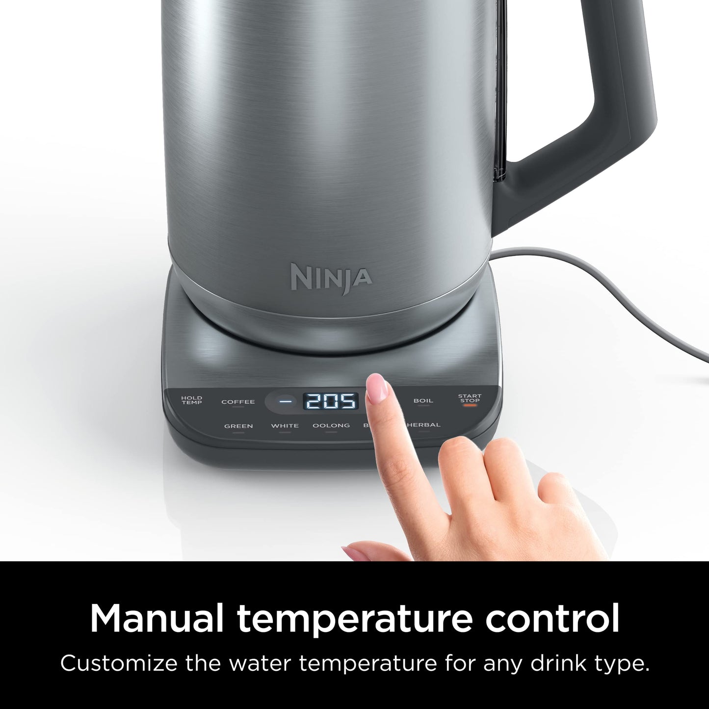 Ninja KT200C Precision Temperature Electric Kettle, 1500 watts, BPA Free, Stainless, 7-Cup Capacity, Hold Temp Setting