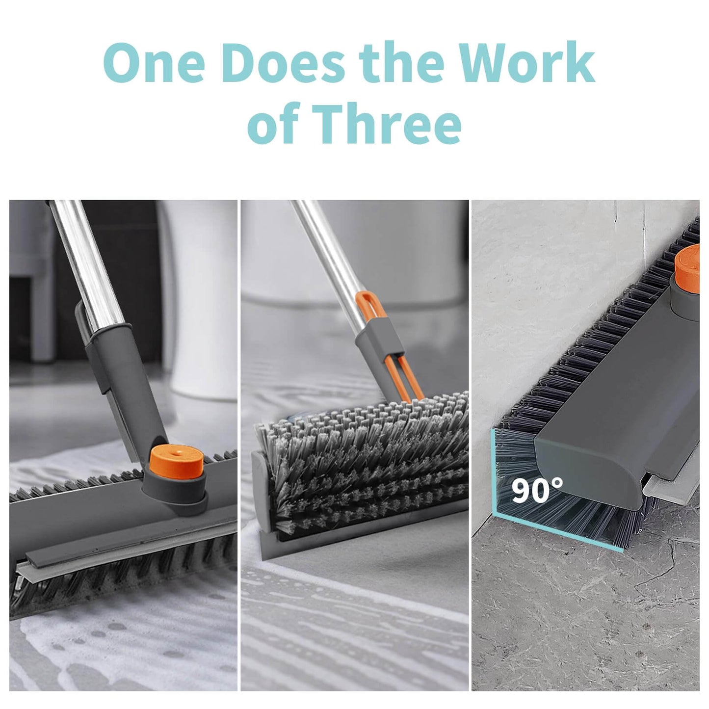 AIR U+ Floor Scrub Brush and Grout Brush with Long Handle