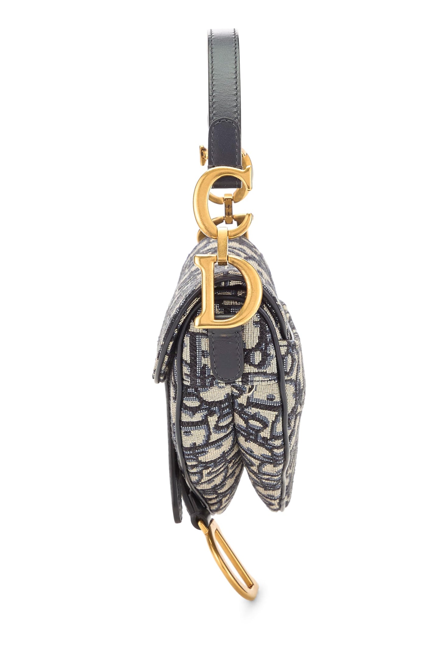 Dior, Pre-Loved Navy Oblique Saddle Bag Mini NM, Navy