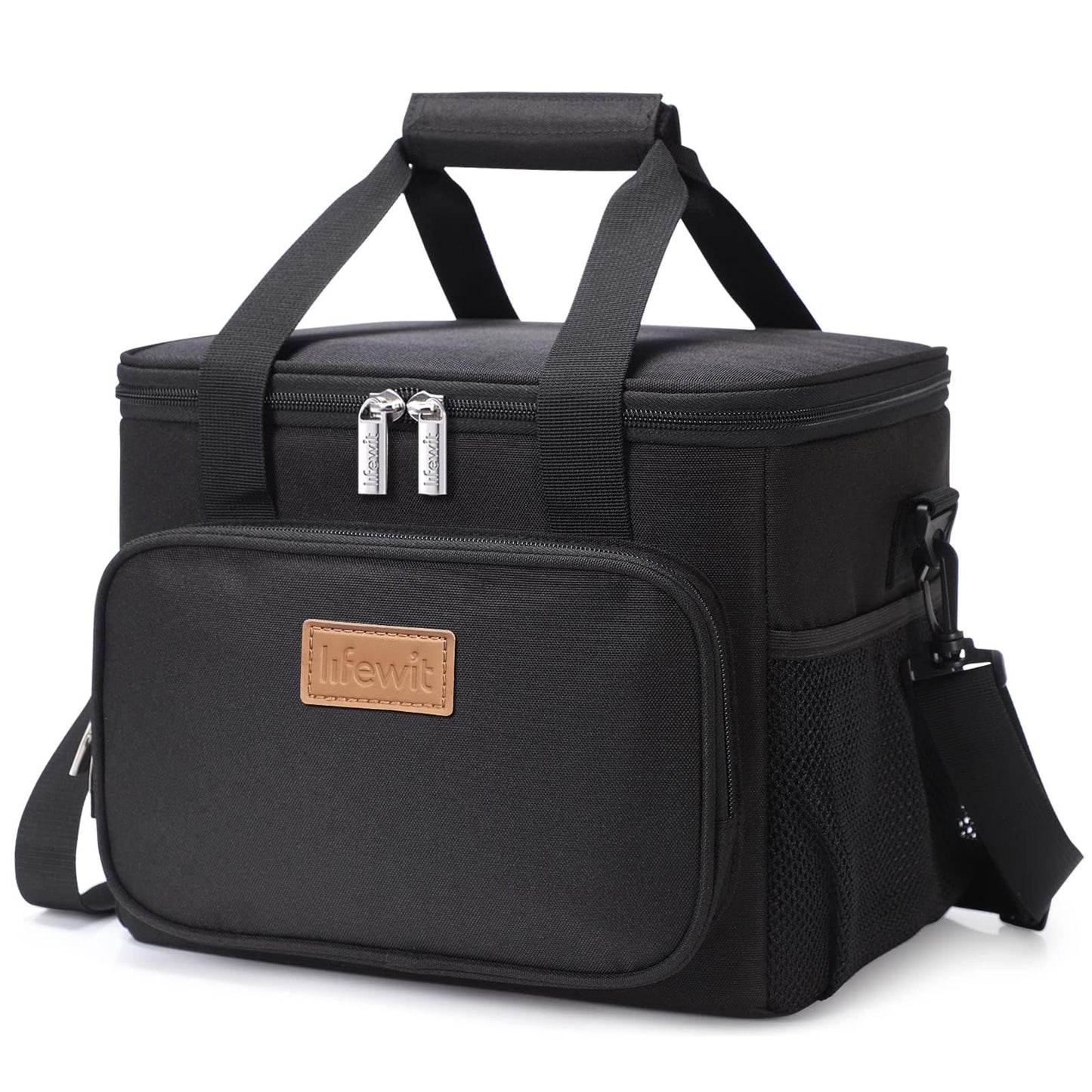 Lifewit Medium Lunch Bag Insulated Lunch Box Soft Cooler Cooling Tote for Adult Men Women, Black 12-Can (9L)
