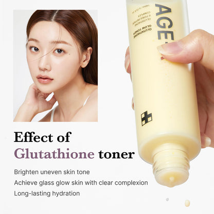 medicube All Over Glow Skin Duo: Deep Vitamin C Golden Capsule Face Moisturizer and Age-R Glutathione Glow Milky Toner