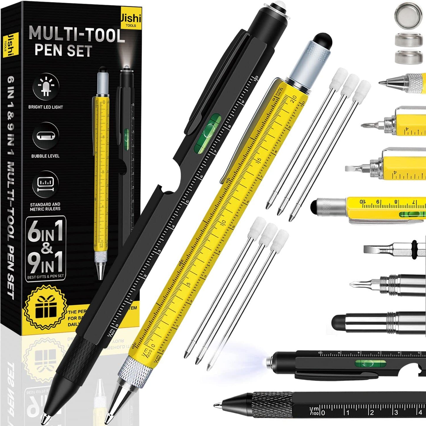 Gifts for Men, Multitool Pen Set 2pcs Multi-Tool Pens, Birthday Gifts for Men Dad Gifts for Dad Husband from Daughter Son Wife, Cool EDC Gadgets for Mens Anniversary Graduation Gifts for Him Boyfriend