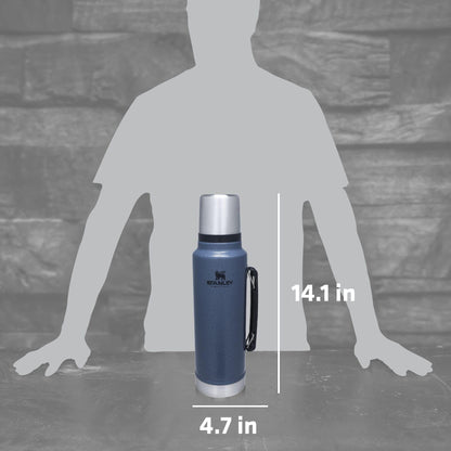 Stanley Classic Legendary Vacuum Bottle 1.5 qt | Wide Mouth with Leakproof Cup Lid | Keep Drinks Hot or Cold | Packable for Travel | Insulated Stainless Steel Thermos | BPA-Free | Hammertone Lake