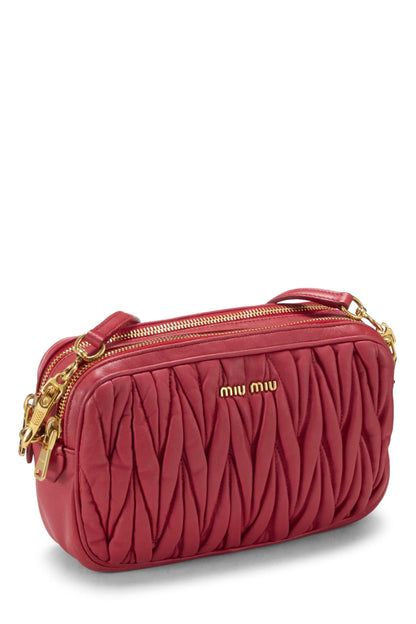Miu Miu, Pre-Loved Red Nappa Double Zip Camera Crossbody Bag, Red