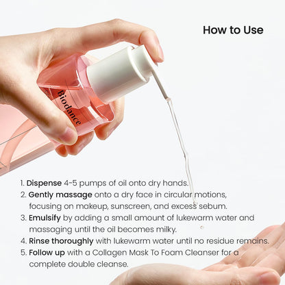 BIODANCE Collagen Cleansing Oil, Facial Oil Cleanser, Gentle Makeup Remover without Clogging Pores, Removes Bleackhed and Whitehead for Sensitive Skin, Oily Skin, 6.76 fl. oz. (200 ml)