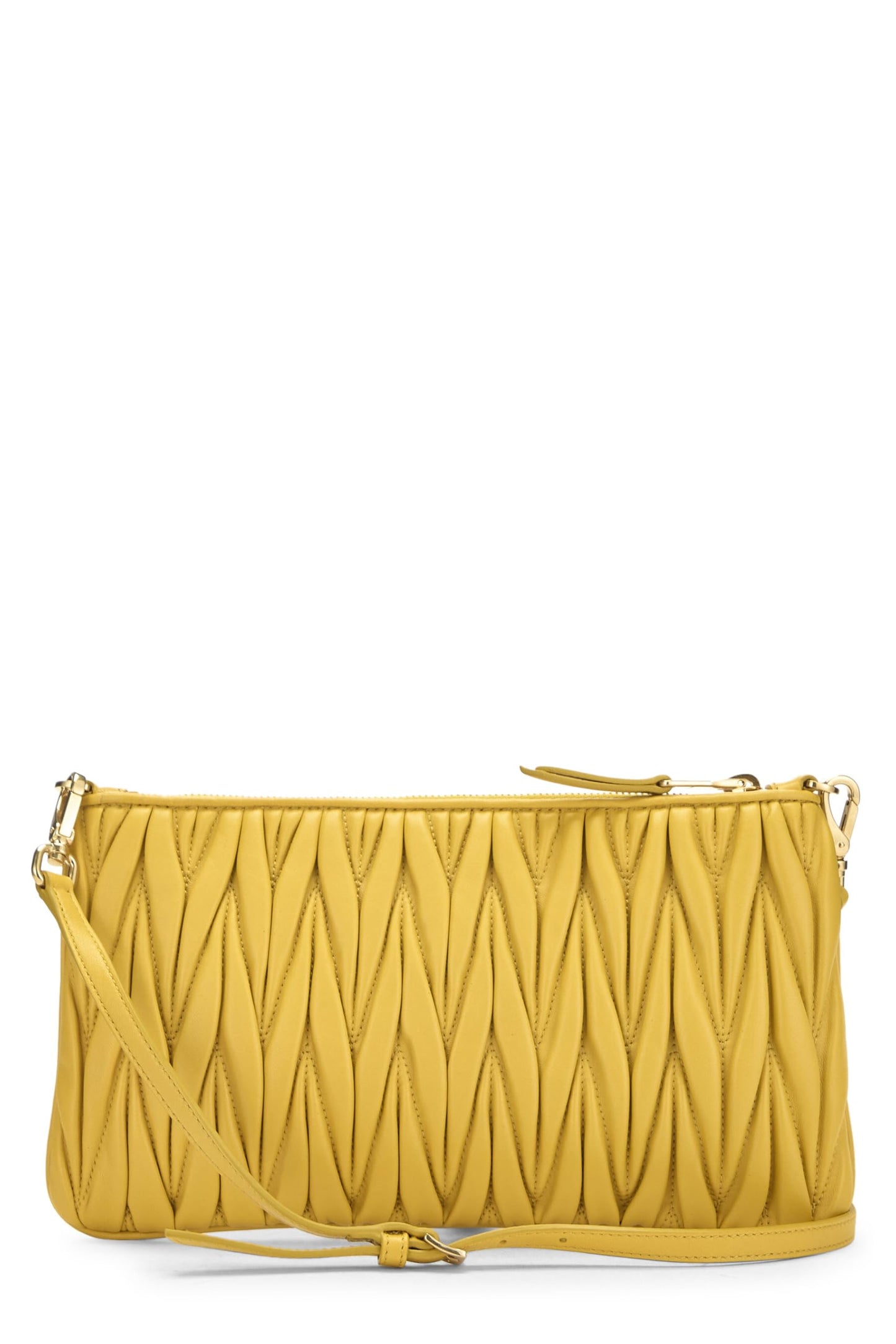 Miu Miu, Pre-Loved Yellow Nappa Crossbody, Yellow