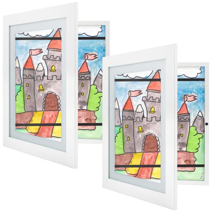 Golden State Art, 10x12.5 Kids Art Frames, Front-Opening Picture Frame Great for Kids Drawings, Artworks, Children Art Projects, Schoolwork, Home or Office (White, Set of 2)