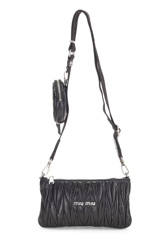 Miu Miu, Pre-Loved Black Nappa Crossbody, Black