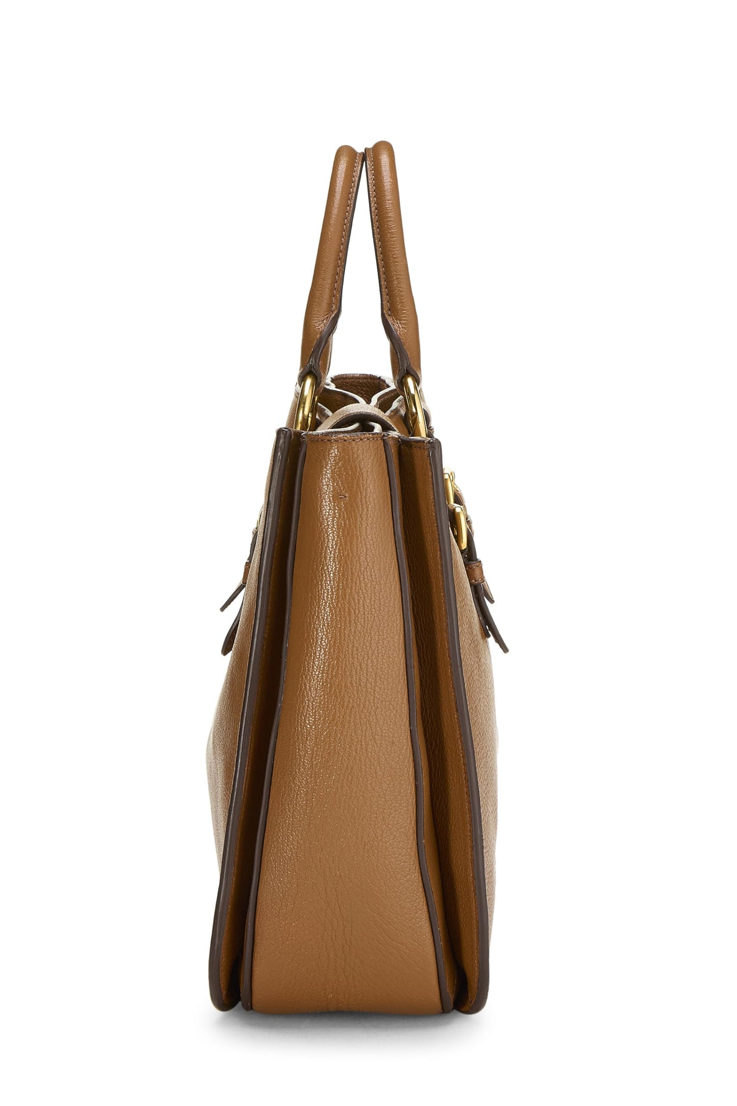 Miu Miu, Pre-Loved Brown Calfskin Convertible Handbag, Brown
