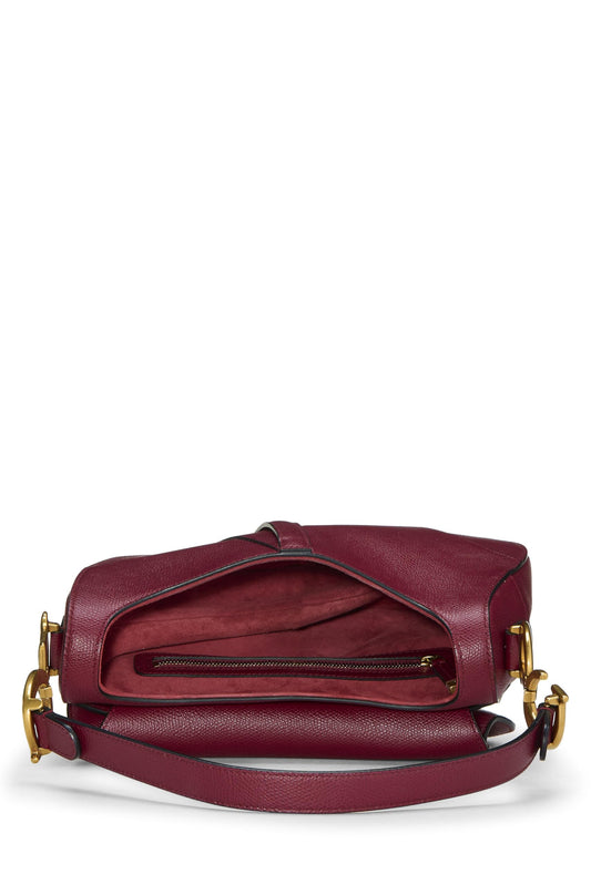 Dior, Pre-Loved Burgundy Leather Calfskin Saddle Bag NM, Burgundy