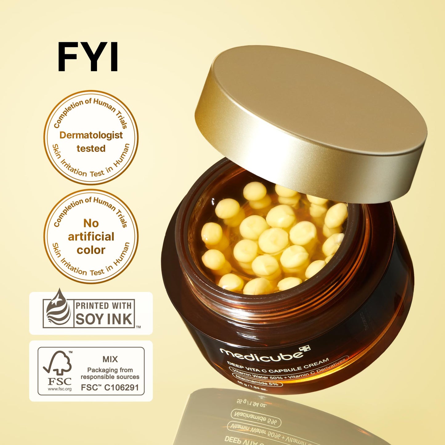 medicube Uneven Skin & Firm Capsule Duo: Deep Vitamin C Golden Capsule Face Moisturizer and Salmon DNA PDRN Pink Collagen Capsule Cream
