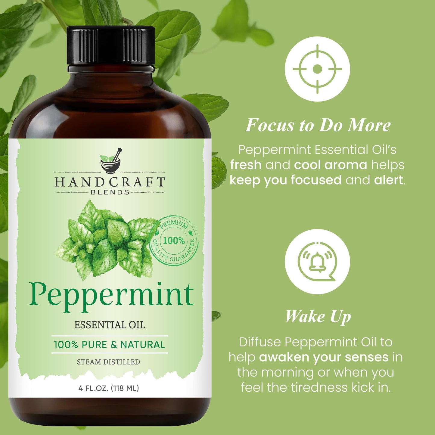 Handcraft Blends Peppermint Essential Oil - Huge 4 Fl Oz - 100% Pure and Natural - Premium Grade Essential Oil for Diffuser and Aromatherapy, and DIY Soap Making