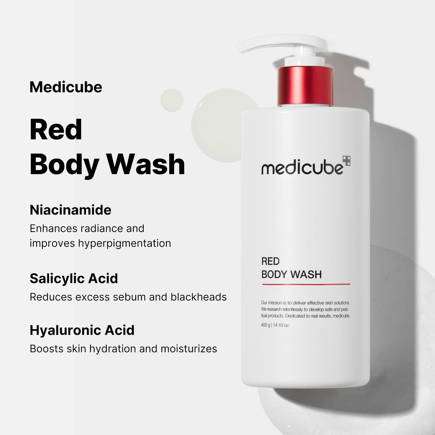 medicube red glow body essentials- Red Body Peeling Shot Body Spray Cleanser + Red Body Wash