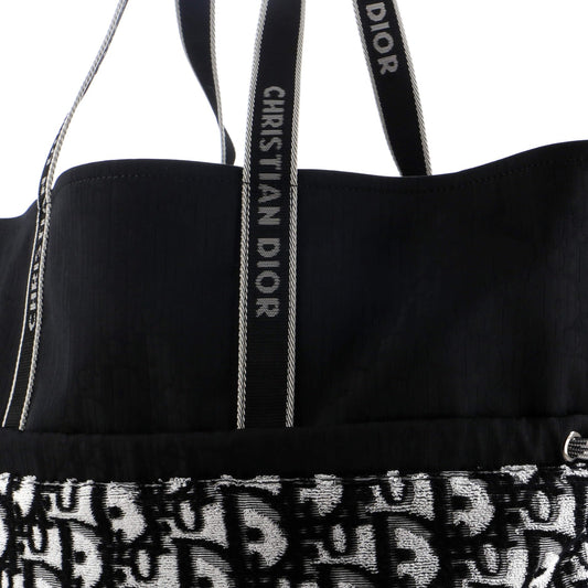 Christian Dior, Pre-Loved Reversible Tote Oblique Terry Cotton and Oblique Technical Nylon, Black