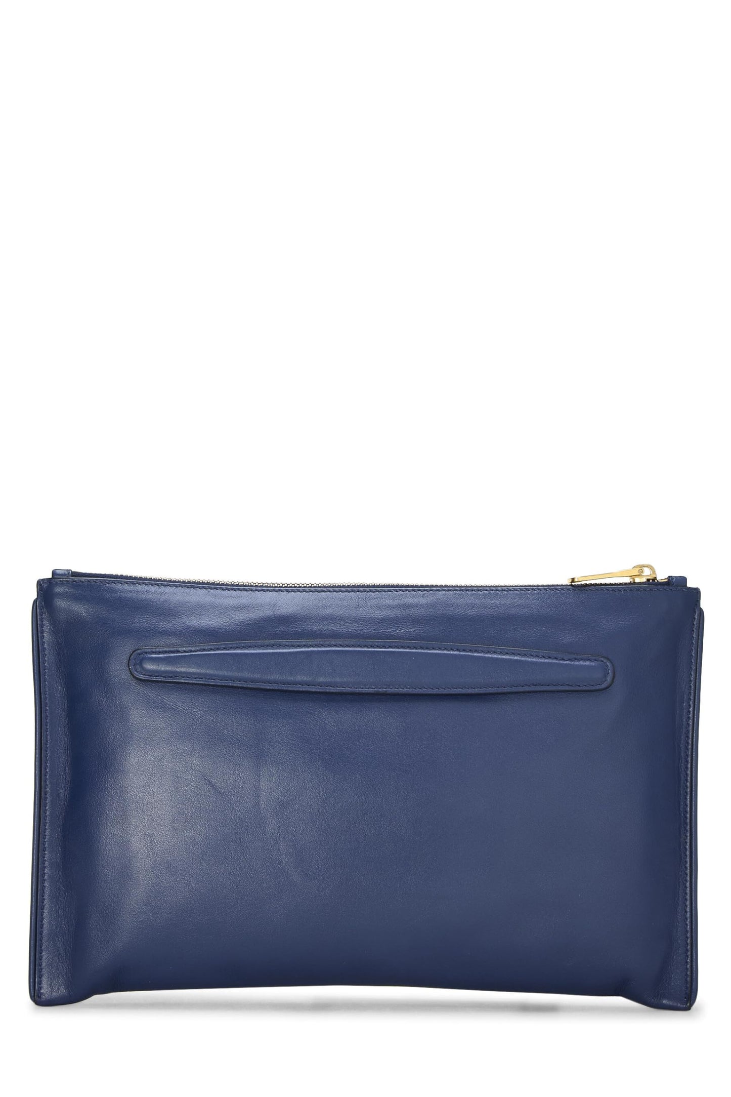 Miu Miu, Pre-Loved Navy Studded Calfskin Clutch, Navy
