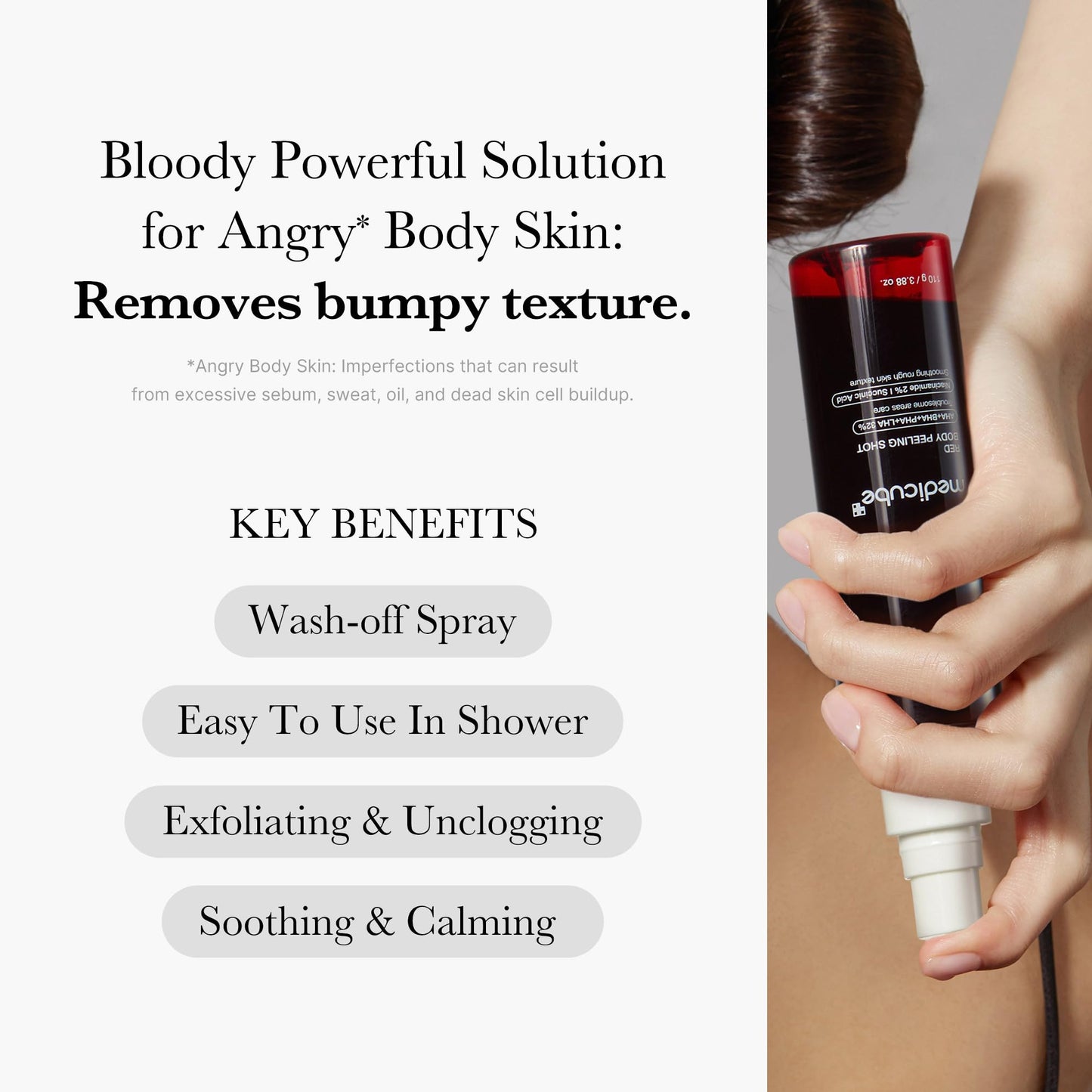 medicube red glow body essentials- Red Body Peeling Shot Body Spray Cleanser + Red Body Wash