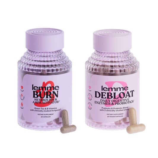 Lemme Burn & Debloat Capsule Bundle - Metabolism & Fat Burning + Debloat Capsules for Bloating & Gas Relief, Probiotics & Prebiotics - Gluten Free, Non-GMO - 60 Ct. Each
