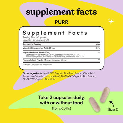 Lemme Purr & Debloat Capsule Bundle - Vaginal Health Supplement for Women, Debloat Capsules for Bloating & Gas Relief, Probiotics & Prebiotics - Gluten Free, Non-GMO - 60 Ct. Each
