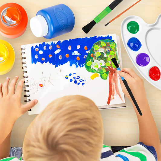 Kids Painting Set, Washable Paint for Kids with Paint Cups and Toddler Paintbrushes, Non Toxic Washable Finger Paints 2 oz Each, Toddler Painting Supplies