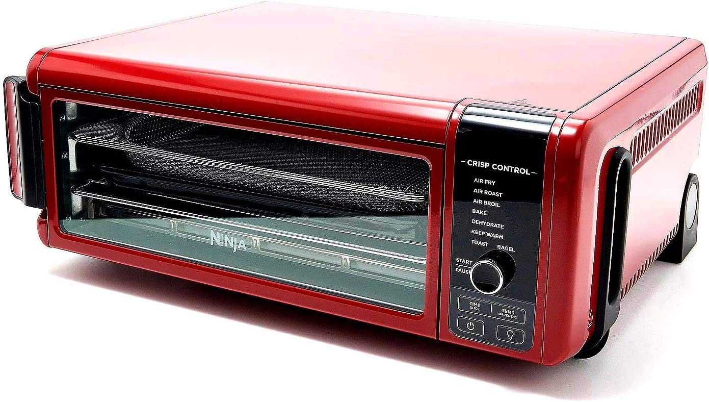 Ninja SP101 8-in-1 Air Fry Large Toaster Oven Flip-Away for Storage Dehydrate Keep Warm 1800w XL Capacity (Renewed) RED