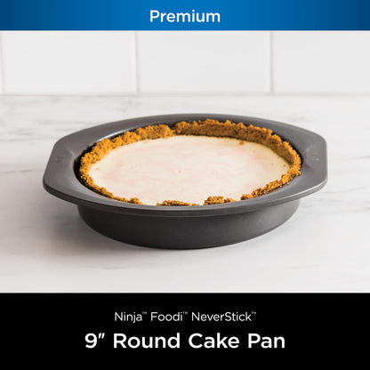 Ninja B30309 Foodi NeverStick Premium 9 inch Round Cake Pan, Nonstick, Oven Safe up to 500⁰F, Dishwasher Safe, Grey (Pack of 2)