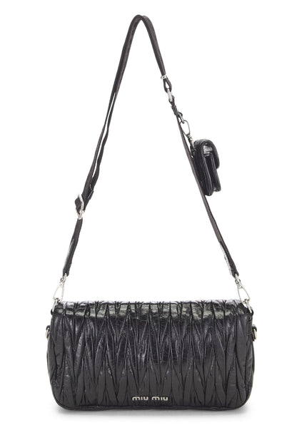 Miu Miu, Pre-Loved Black Nappa Crossbody, Black