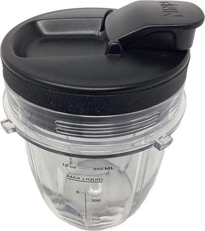 Genuine Nutri Ninja 2-Pack 12oz Tritan Cup w/Spout Lid for Auto-iQ BL450 BL456 BL480 BL482 BL490 BL494 BL641 BL680 BL681 BL682 BL687 BL2012 BN750 BN800 BN805 NN102 Blender