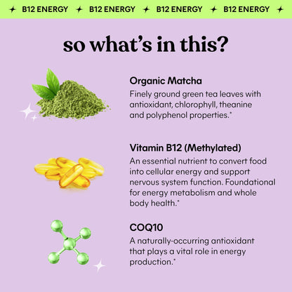 Lemme Matcha Superfood Energy Gummies with Organic Matcha Green Tea, Vitamin B12 and Antioxidant CoQ10 to Support Cellular Energy, Metabolism & Healthy Skin - Gluten Free, Non GMO (60 Count)