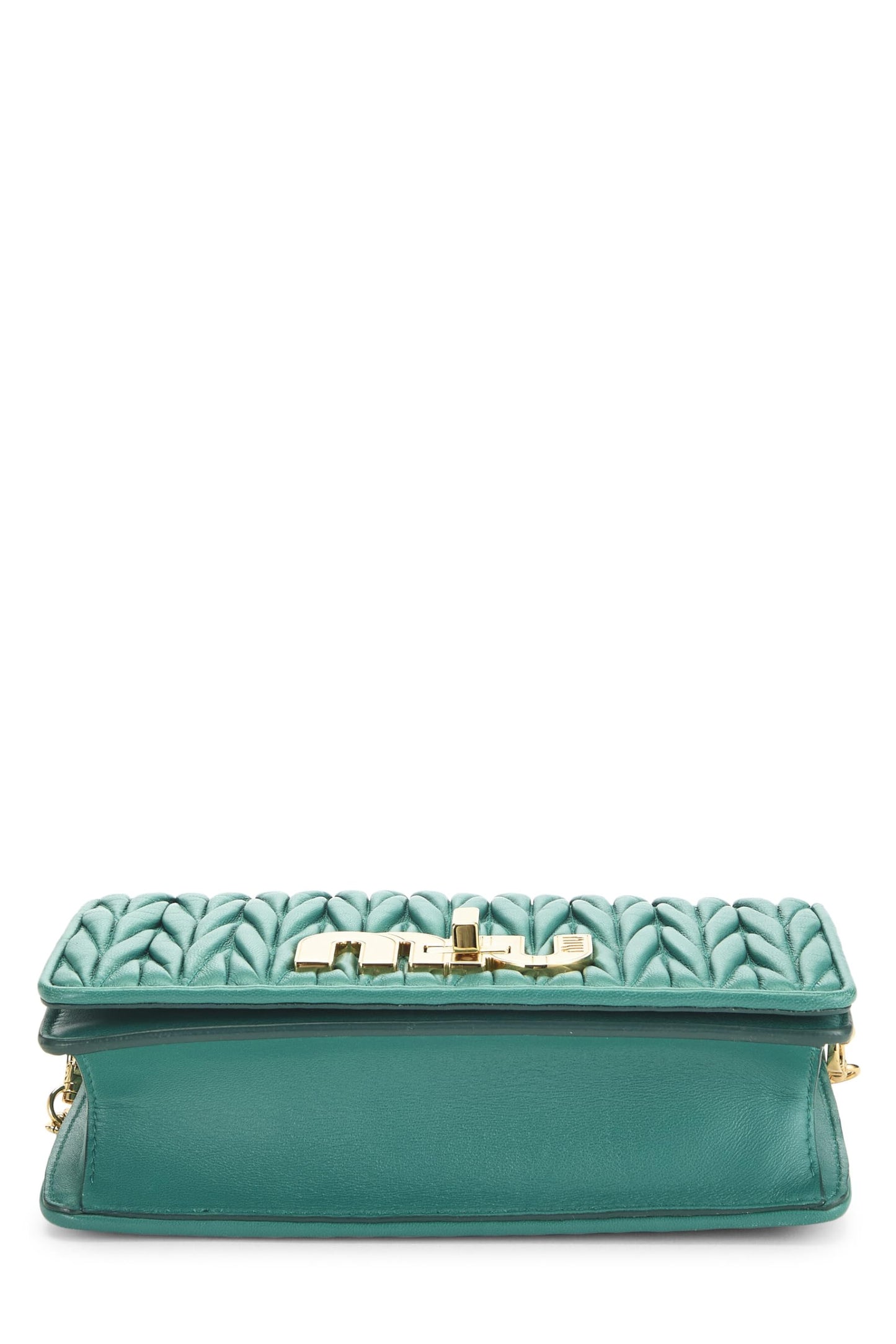 Miu Miu, Pre-Loved Green Nappa Wallet On Chain (WOC), Green