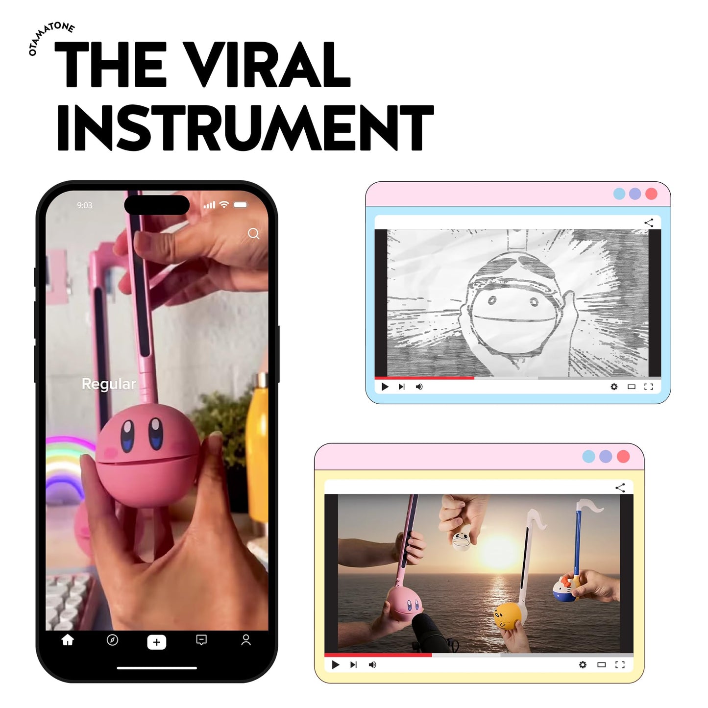 Otamatone Japanese Electronic Musical Instrument Portable Music Synthesizer from Japan by Maywa Denki Studio, Award Winning, Educational Fun Gift for Children, Teens & Adults - Blue