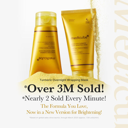 medicueb All-Day Glow & Soothe Mask Duo: Kojic Acid Turmeric Overnight Wrapping Peel Off Mask 2 packs and Jelly Brush 1ea