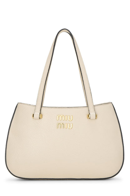 Miu Miu, Pre-Loved White Leather Convertible Handbag Small, White