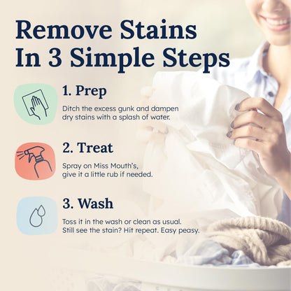 Miss Mouth's Messy Eater Stain Treater Spray - 4oz Stain Remover - Newborn & Baby Essentials - No Dry Cleaning Food, Grease, Coffee Off Laundry, Underwear, Fabric