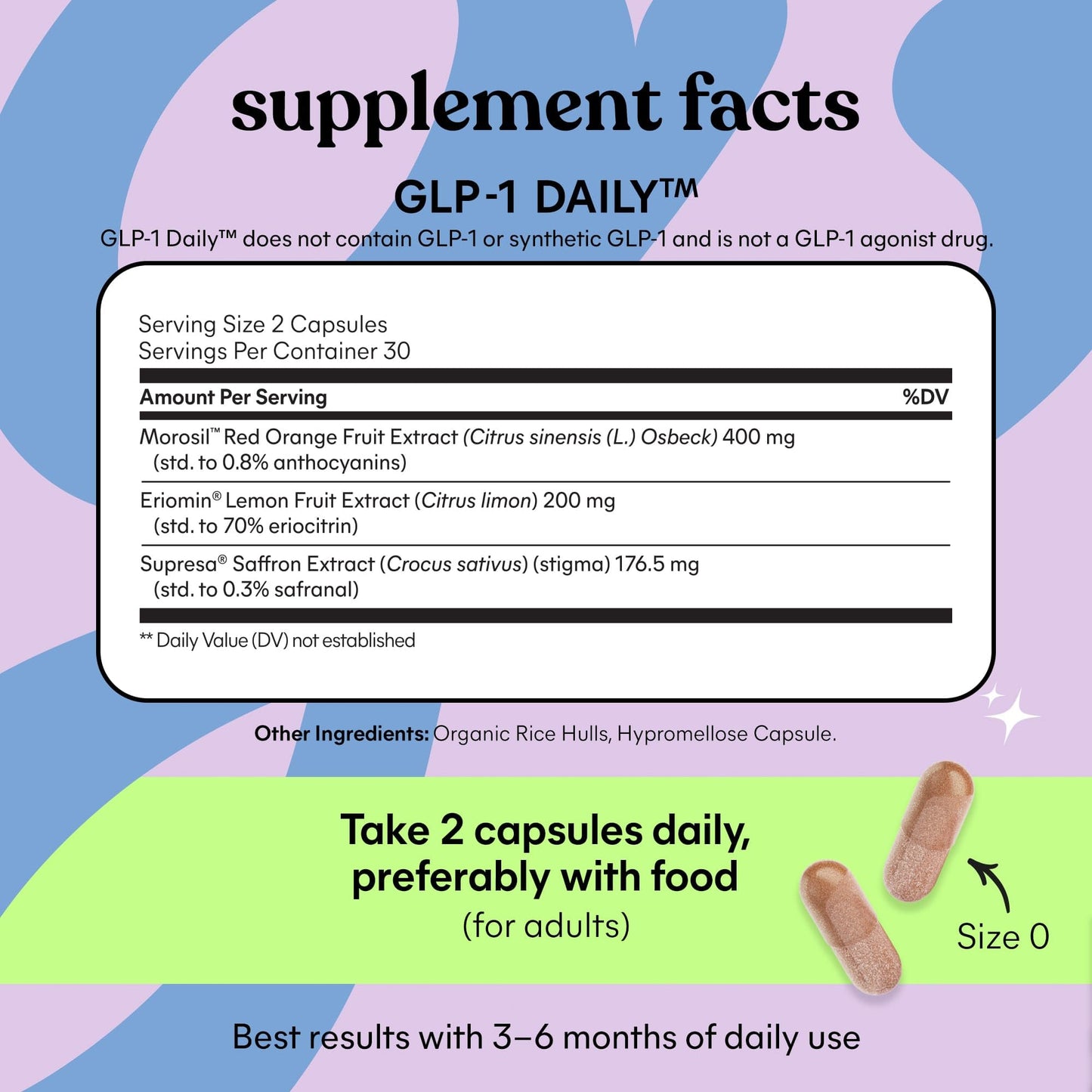 Lemme GLP-1 Daily, Clinically Studied Ingredients to Reduce Hunger & Cravings, Promote GLP-1 Production, Support Fat Loss and Weight Management, 1 Month Supply (60 Capsules)