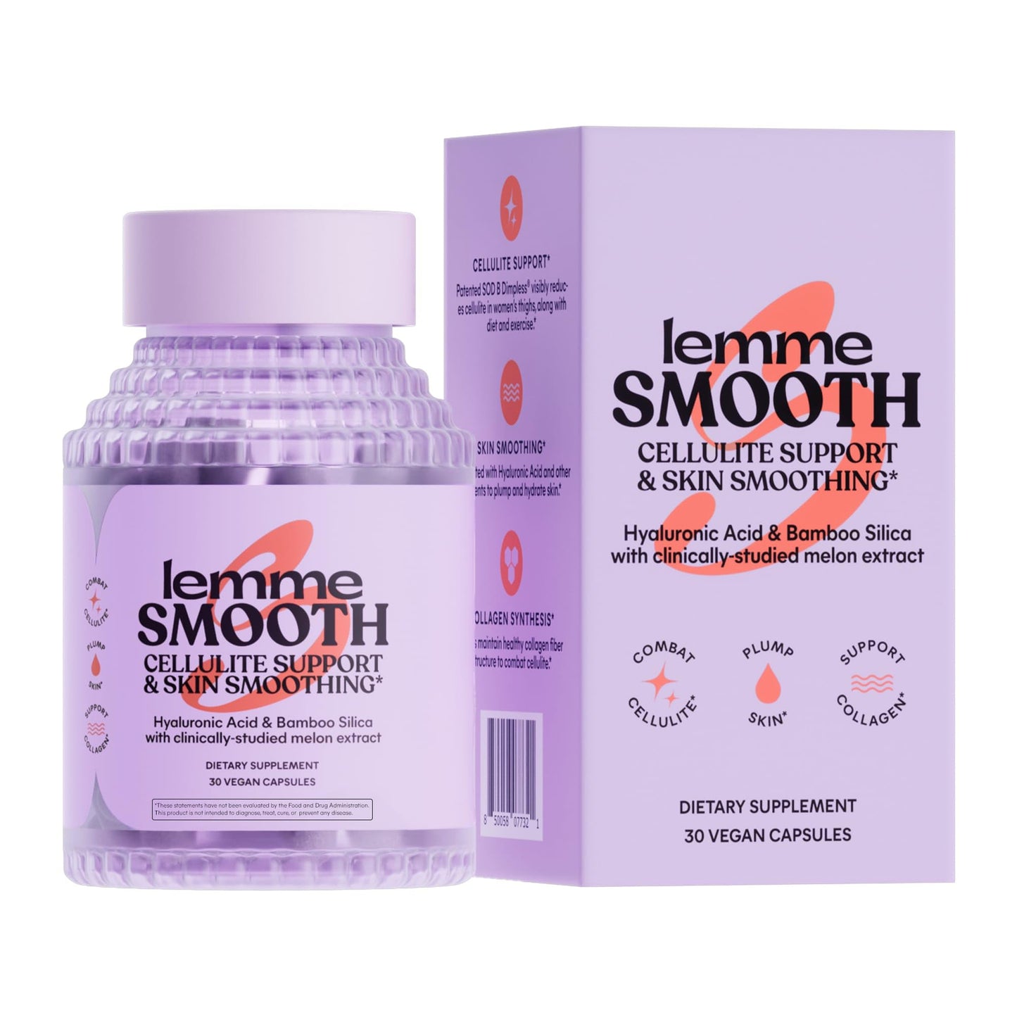 Lemme Smooth Anti Cellulite Capsules for Women, Smooth Legs & Thighs, Reduce Cellulite & Crepey Skin w/Clinically Studied SOD & Silica (1 Month Supply 30 ct)