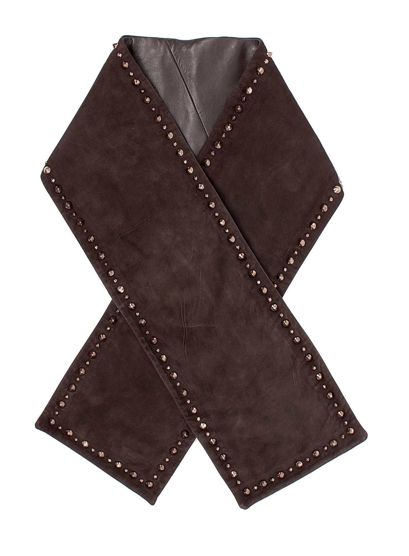 Miu Miu Leather Suede Studded Scarf Stole for womens