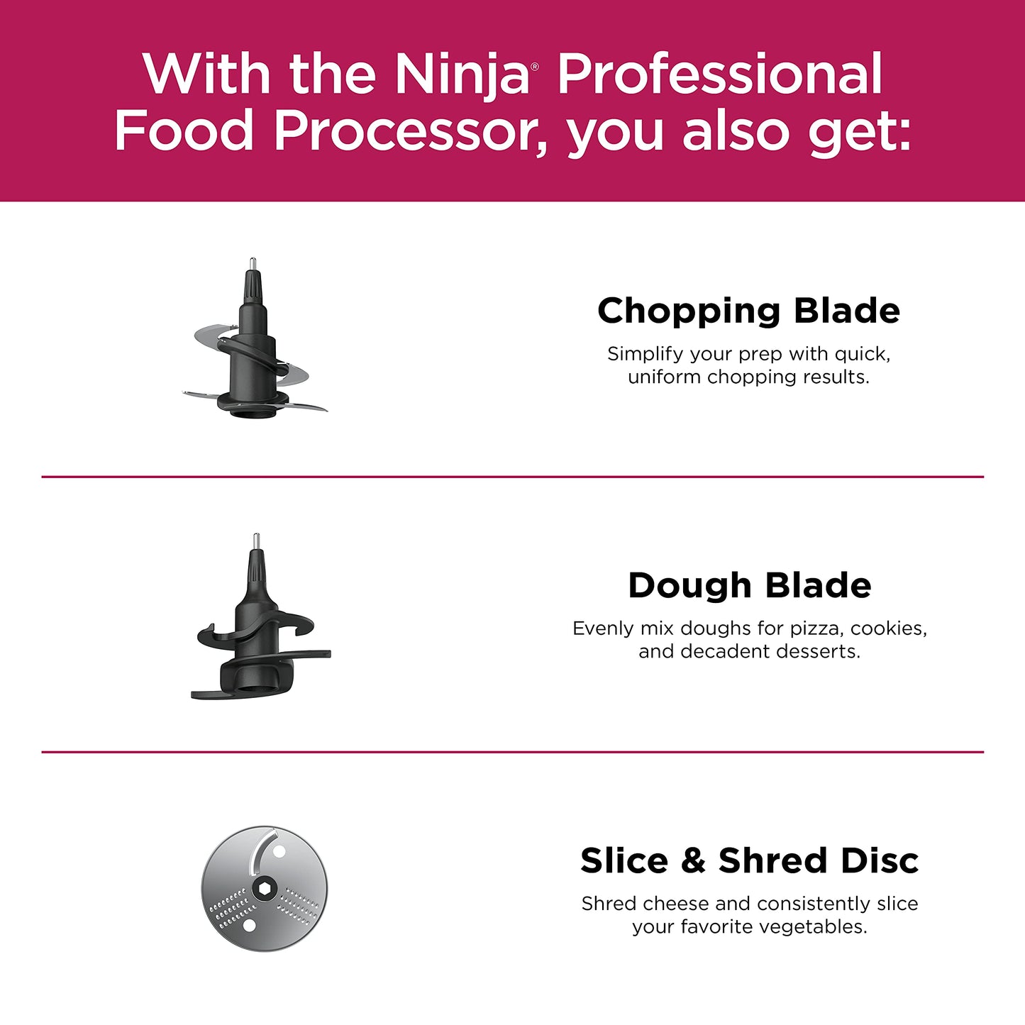 Ninja Professional Plus Chopper Food Processor 850-Watts With Auto-iQ Preset Programs Chop Puree Dough Slice Shred With a 9-Cup Capacity and a Silver Stainless Finish (BN600C) - Canadian Version