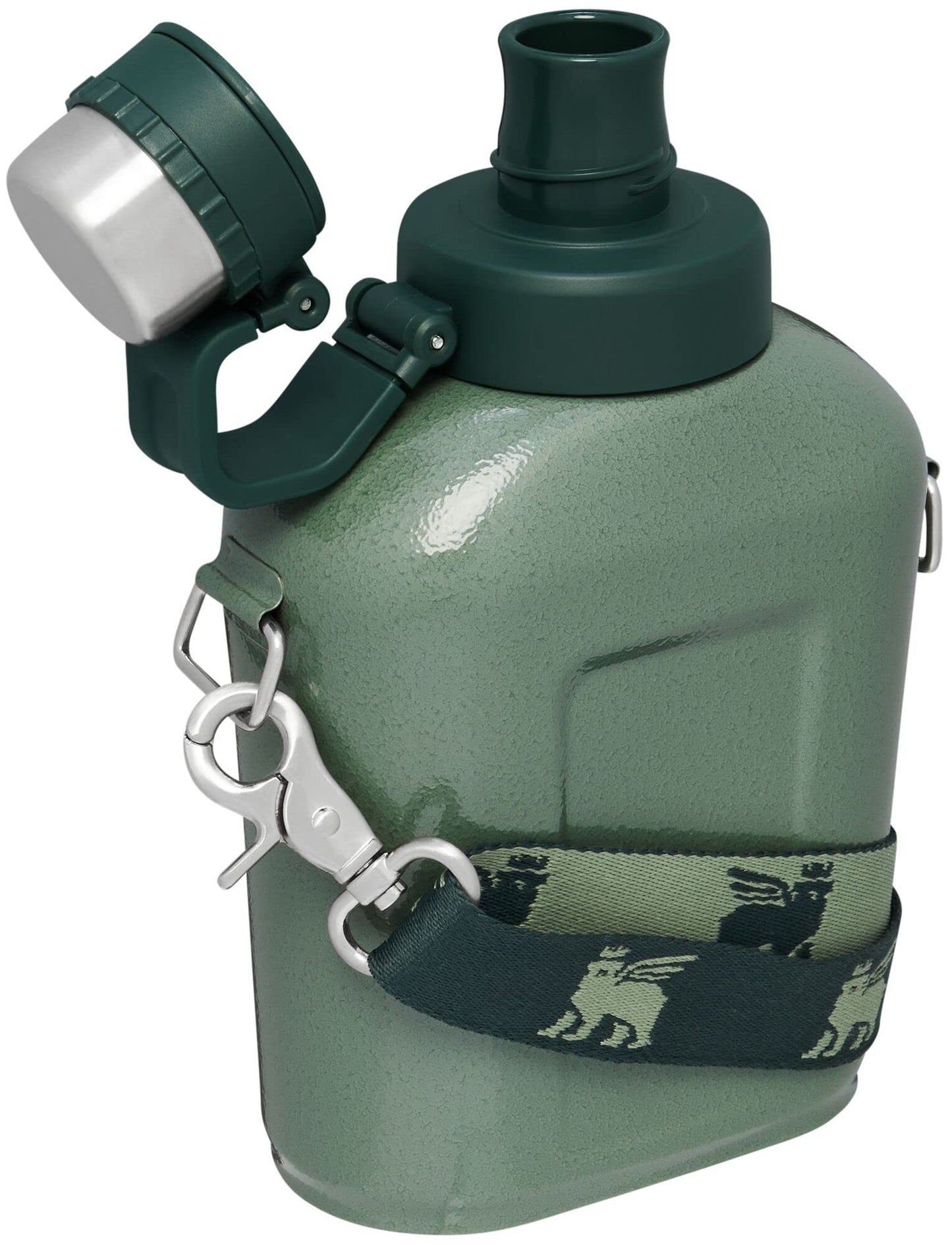 Stanley Legendary Classic Canteen 1.1 qt | Leakproof Drink Container with Strap | Stainless Steel Water Bottle with Lid | Camping, Hiking, Travel | BPA-Free | Hammertone Green