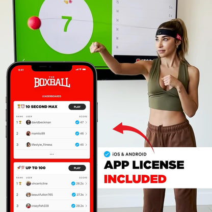 Boxbollen® Original with App, Used by Celebrities - MMA Gear Boxing Ball - Boxing Reflex Ball with Adjustable Strap - Interactive The Boxball App Integration - Stocking Stuffer Ideas - (RED)