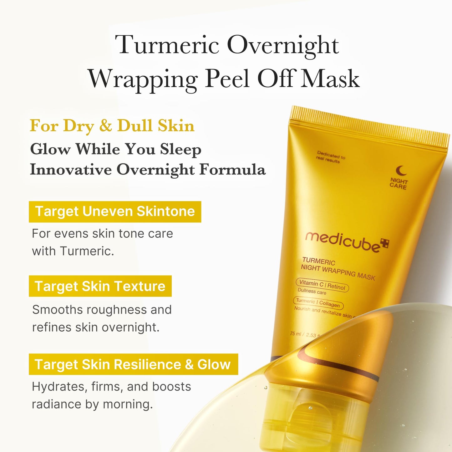 medicube Pore & Glow K-Viral Mask Set: Turmeric Overnight Wrapping Peel Off Mask and Collagen Overnight Wrapping Peel Off Facial Mask Pack and Zero Pore Blackhead Mud Facial Mask and Jelly Brush 1