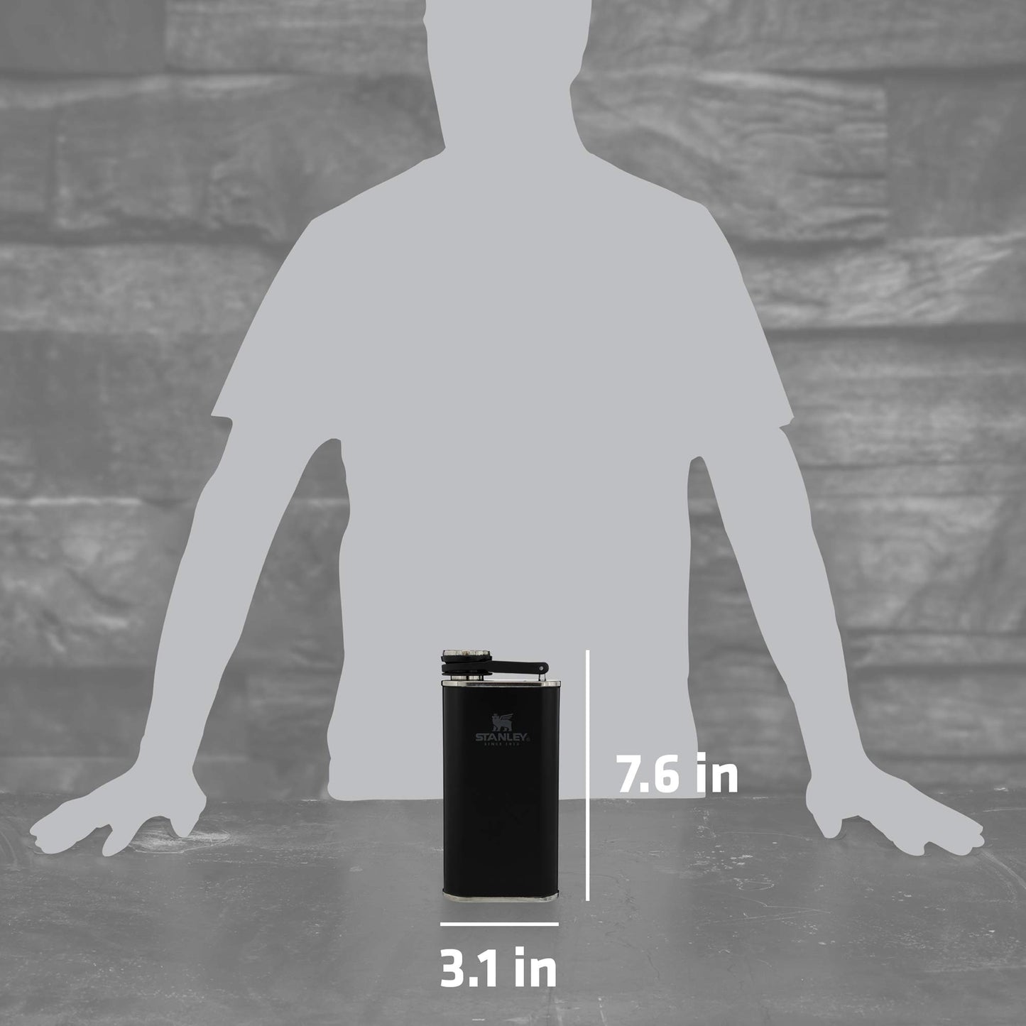 Stanley Classic Easy Fill Wide Mouth Flask 8 oz | Leakproof Hip Flask | Hinge Connected Never Lose Cap | Insulated Stainless Steel Liquor Container | BPA-Free | Matte Black