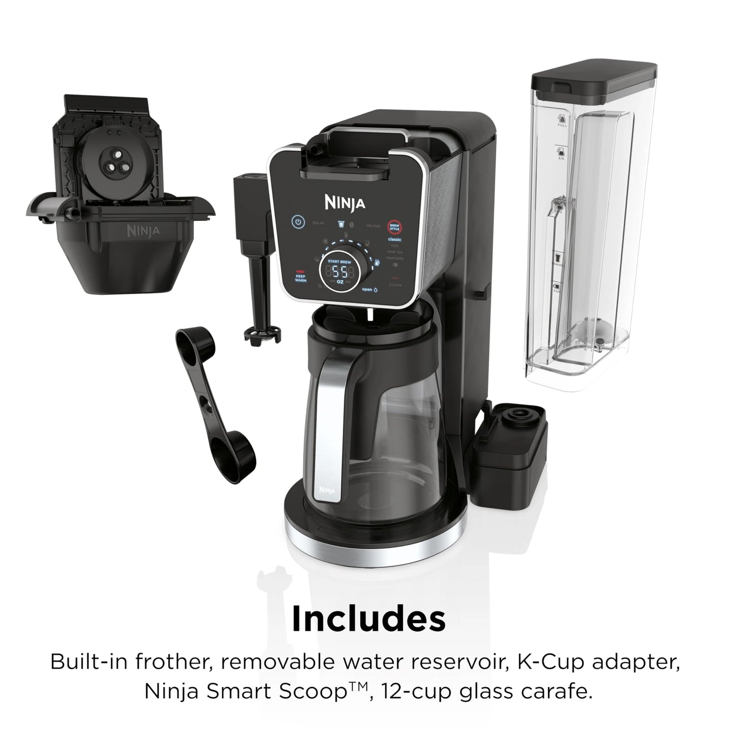 Ninja R-CFP300 DualBrew Pro Specialty 12-Cup Coffee Maker with Glass Carafe, K-Cup, 4 Brew Styles, Built-In Frother, Black - Certified Refurbished
