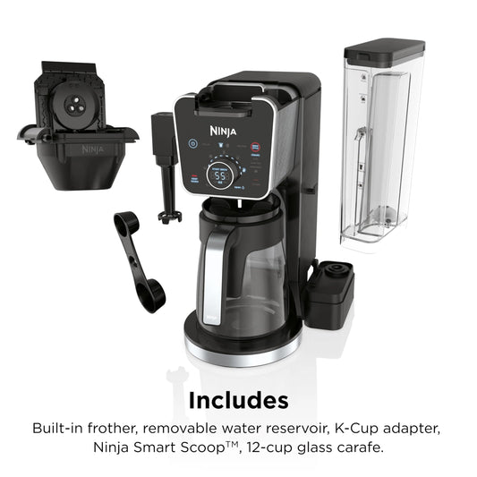 Ninja R-CFP300 DualBrew Pro Specialty 12-Cup Coffee Maker with Glass Carafe, K-Cup, 4 Brew Styles, Built-In Frother, Black - Certified Refurbished