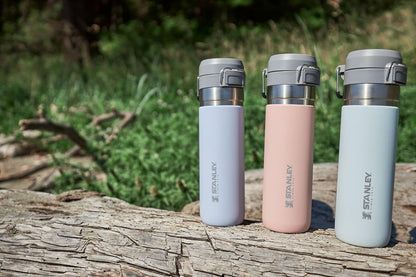 Stanley Quick Flip GO Water Bottle 24 oz | Push Button Lid | Leakproof and Packable for Travel and Sports | Insulated Stainless Steel | BPA-Free | Blush