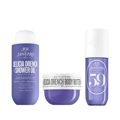 Sol de Janeiro Deeply Moisturizing Trio - Delicia Drench Shower Oil, Delicia Drench Body Butter, & Cheirosa 59 Perfume Mist, Amazon Exclusive