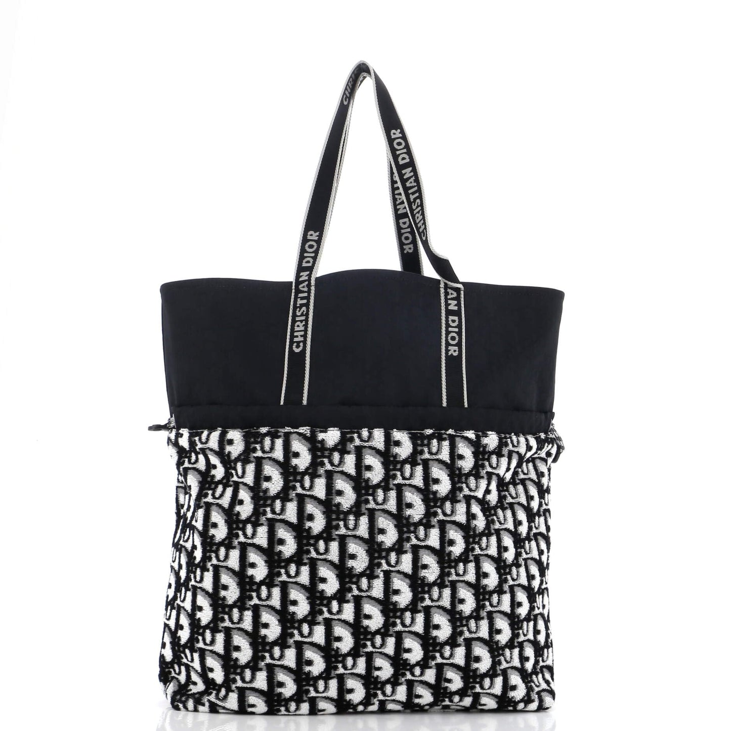Christian Dior, Pre-Loved Reversible Tote Oblique Terry Cotton and Oblique Technical Nylon, Black