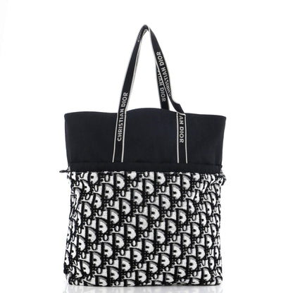 Christian Dior, Pre-Loved Reversible Tote Oblique Terry Cotton and Oblique Technical Nylon, Black