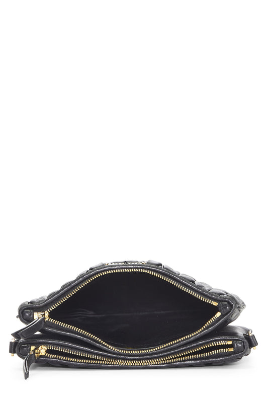 Miu Miu, Pre-Loved Black Nappa Double Zip Crossbody, Black