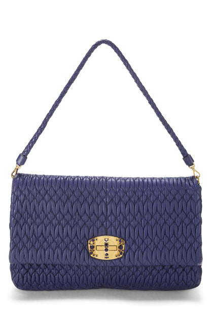 Miu Miu, Pre-Loved Purple Nappa Crystal Flap Shoulder Bag, Purple